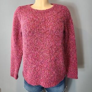 J Jill Sweater Pink Multi Chunky Knit Wool Blend Womens Size Medium Comfy